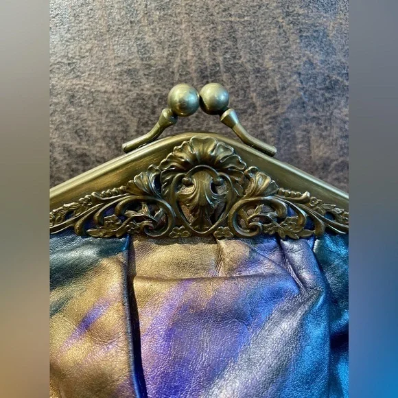 Fancy Nancy Painted Leather Bag Purse Crossbody Purple Vintage 80s USA‎ - Picture 3 of 14